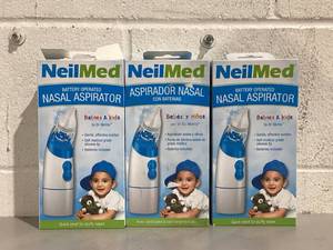 lot 550 image: LOT OF 3 NeilMed Battery Operated Nasal Aspirator, for Babies and Kids