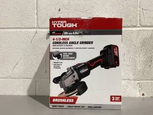 lot 551 image: Hyper Tough 6 Amp Corded Angle Grinder with Handle, Adjustable Guard, 4-12 inch Grinding Wheel & Wrench