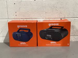 lot 555 image: LOT OF 2 Groove Onn. Portable CD Boombox Cassette Boombox