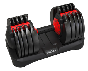 lot 76 image: FitRx SmartBell, Quick-Select Adjustable Dumbbell for Home Gym, 5-52.5 lbs. Weight