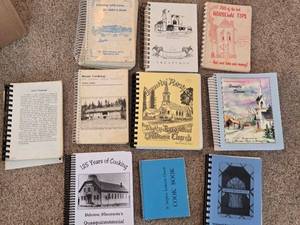 lot 34 image: Vintage Church and Community Cookbooks