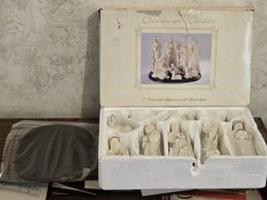 lot 47 image: Porcelain Nativity Set with Wood Base