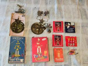 lot 57 image: Swedish Brass Angel Chimes with Original Boxes, Party Chimes, Candles