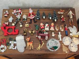 lot 75 image: Large Lot of Christmas Ornaments with Santa Figures and Holiday Designs