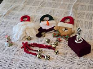 lot 83 image: Doorhanger Bells, Bells, Miniature ceramic snow-clad girl figurine