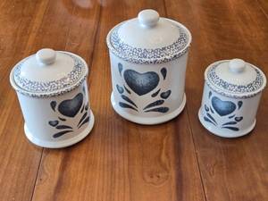 lot 105 image: Set of 3 Jay China Heart Design Canisters