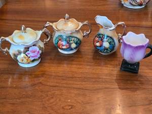 lot 153 image: 4 Vintage Japanese Porcelain Creamer and Sugar Bowls - Some Enesco