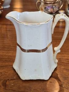 lot 155 image: Staffordshire Cream Pitcher with Gold Trim