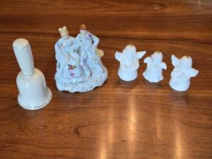lot 162 image: Collection of 6 Vintage Porcelain Figurines and Bells