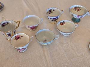 lot 170 image: Bone China Teacups with Floral Patterns