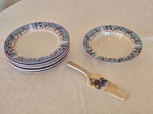 lot 206 image: Cambridge Pottery Snowmen Serenade Holiday Serving Set