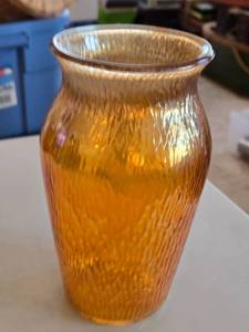 lot 221 image: Amber Glass Vase with Textured Finish