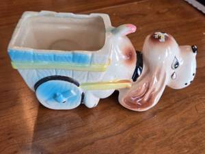lot 234 image: Dog Cart Ceramic Planter