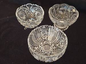 lot 269 image: 3 Crystal Bowls with Intricate Cut Patterns