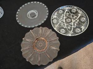 lot 270 image: 3 Glass Platter Plates with Intricate Designs