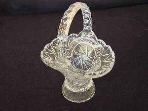 lot 271 image: Cut Glass Crystal Basket with Intricate Design