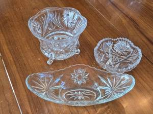 lot 279 image: 3 Cut Glass Serving Dishes