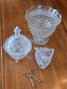 lot 280 image: Crystal Candy Dishes and Tongs