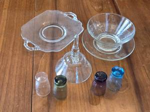 lot 283 image: Glassware Collection Including Bell, Bowl, and Bottles, Shot Sized Glasses