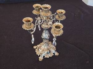 lot 289 image: Silver-Plated Candelabra with Crystal Accents