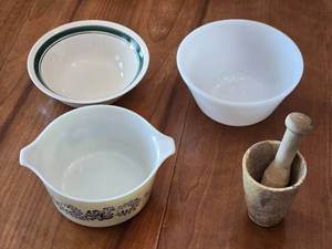 lot 301 image: Mixing Bowls and Mortar with Pestle
