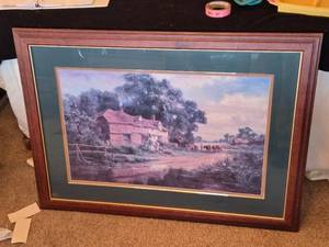 lot 351 image: Framed Artwork by R. Gallon - Rural Landscape Scene