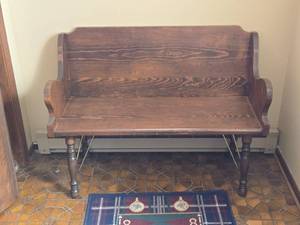 lot 5I image: Wooden Bench with Turned Legs