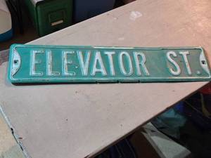 lot 396 image: Vintage Green Metal Street Sign Elevator St.