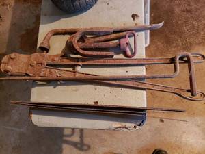 lot 422 image: Set of Vintage Hand Tools with Rust Patina - Porter Ferguson Pick, Bolt Cutter and More