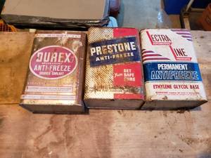 lot 433 image: Collection of 3 Vintage Antifreeze Cans - Durex, Preston, Lectra Line - No tops