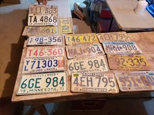 lot 434 image: Lot of 16 License Plates, Minnesota - 1 from Wisconsin