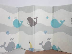 lot 103 image: Extra-Large Baby Play Mat, Waterproof Foam, Non-Toxic & Foldable, for Tummy Time, Crawling & Toddler Play, Indoor & Outdoor Use, 79x71, Whales Design - USED