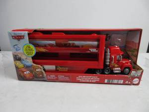 lot 11 image: Mattel Disney and Pixar Cars Mini Mack Racers Hauler, Transporter Truck Holds 18 Minis , Collectible Set MISSING LIGHTNING MCQUEEN CAR, ONLY TRAILER