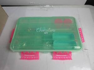 lot 16 image: SubSafe Charcuterie Safe 2.0 Waterproof Tackle Box, Snack Storage for Beach & Parties, BPA-Free, Seafoam Green USED, HAD FOOD ON IT, GOOD CONDITION