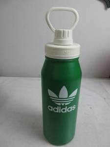 lot 33 image: adidas Originals 1 Liter (32 oz) Metal Water Bottle, HotCold Double-Walled Insulated 188 Stainless Steel, GreenWhite, 32 Ounces LIKE NEW BUT DAMAGED, HAS SCUFFS