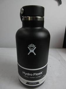 lot 35 image: Hydro Flask Wide Flex Cap Black 64 Oz DENTED, LIKE NEW