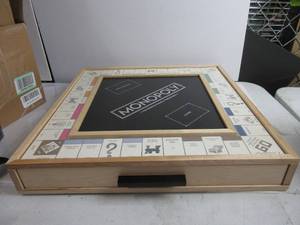 lot 76 image: WS Game Company Monopoly Luxe Maple Edition OPENDAMAGED BOX, 32 HOUSE & 12 HOTEL PIECES, CARDS, 2 DICE, 8 MARKERS, DRAWER A BIT BROKEN INSIDE
