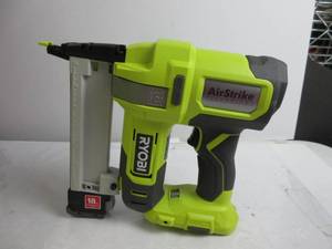 lot 77 image: RYOBI ONE 18-Gauge Cordless AirStrike Narrow Crown Stapler P361 Green (TOOL ONLY) OPEN BOX, LIKE NEW, NOT TESTEDNOT SURE IF WORKS