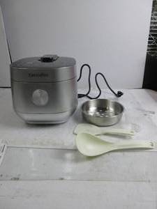 lot 90 image: GreenPan Stainless Steel Healthy Ceramic Nonstick 8-Cup Rice Oats Grains & Soup Cooker, Dishwasher Safe Pot, Includes Spatula Ladle & Measuring Cup TURNS ON AND HEATS UP, DAMAGEDSCRATCHES , SPATULA AND LADLE HAVE SCUFFS, USED
