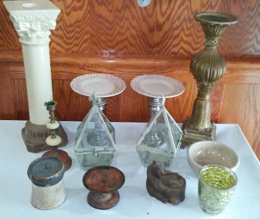 lot 570 image: Eclectic  Candle Holders, And Dcor.