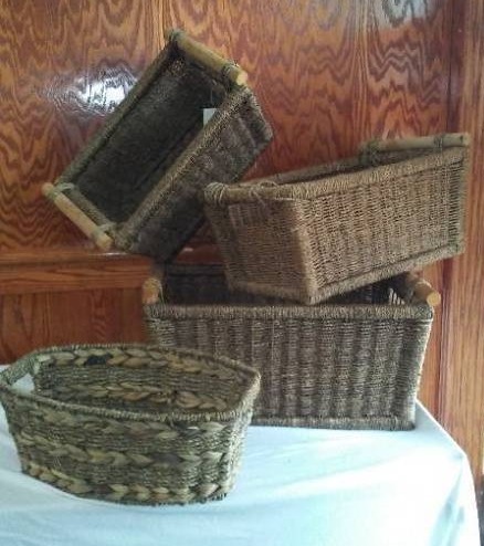 lot 572 image: Set of 4 Woven Storage Baskets and More.