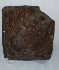 lot 300 image: Antique Cast iron Kenwood Stove Raised Panel w Cow and Corn.
