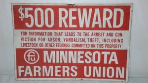 lot 301 image: Vintage MN Farmers Union Sign.