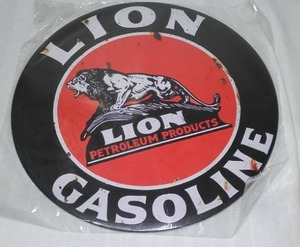 lot 305 image: Lion Gasoline Metal Sign.