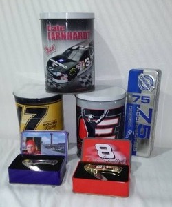 lot 325 image: New in Box NASCAR Collectibles and Dale Earnhardt Jr. Collector Knife in Tin.
