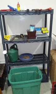 lot 360 image: Misc. Hardware Hammer, Caulk Guns, Pipe Wrench, Chalk Line  and more.