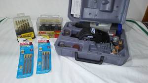 lot 363 image: Dremel, Router Bits, Drill Bits and More. NEW and Like New.
