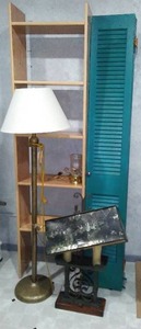 lot 365 image: Wrought Iron MCM Lamp and More.