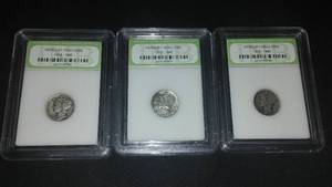 lot 449 image: Mercury Head Dimes (3) 1916-1945