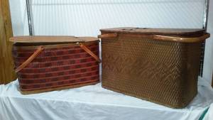 lot 422 image: Vintage Hawkeye Wicker Picnic Baskets(2)